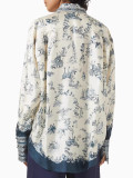 Women's Print Shirt Long Sleeve Turndown Collar Trendy Loose Top