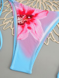 Bikini Triangle Cup Print Sexy Two Pieces Swimsuit