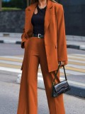 Solid Color Women's Pants Blazer Spring Autumn Suit Set
