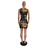 Women's Sexy Hollow Out Sleeveless Lace-Up Round Neck Dress
