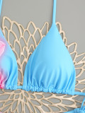 Bikini Triangle Cup Print Sexy Two Pieces Swimsuit
