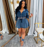 Women's Autumn Winter Denim Jacket Skirt Casual Two Piece Set