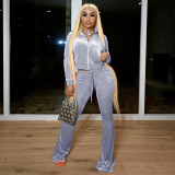 Women's Velvet Solid Color Sexy Zipper Pocket Two-Piece Tracksuit