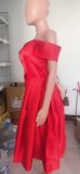 Elegant Off Shoulder Solid Color A-line Party Dress（Processing time need 3-6 days）
