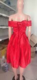 Elegant Off Shoulder Solid Color A-line Party Dress（Processing time need 3-6 days）