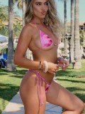 Bikini Triangle Cup Print Sexy Two Pieces Swimsuit