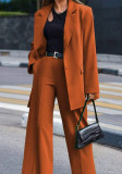 Solid Color Women's Pants Blazer Spring Autumn Suit Set