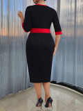 Women's Fashion Elegant Summer Round Neck Short Sleeve Plus Size Career Dress