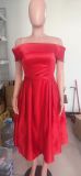 Elegant Off Shoulder Solid Color A-line Party Dress（Processing time need 3-6 days）