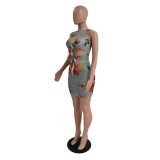Women's Sexy Hollow Out Sleeveless Lace-Up Round Neck Dress