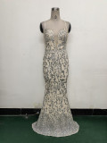 Women crystal diamond sequin embroidery Formal Party evening dress