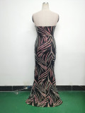 Women Beaded Sequined Wrap Dinner Party Evening Dress