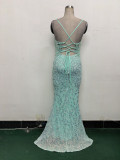 Women crystal diamond sequin embroidery Formal Party evening dress