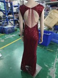 Sequin Fishtail Long Dress Elegant Formal Party Evening Dress