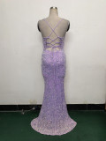 Women crystal diamond sequin embroidery Formal Party evening dress