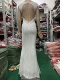 Sequin Fishtail Long Dress Elegant Formal Party Evening Dress