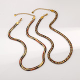 Women leopard print geometric snake clavicle necklace and bracelet