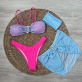 Women Mini Skirt Bandana Swimsuit Bikini Set