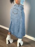 Women Buttoned Denim Skirt