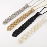 Women summer holidays pearl tie, sexy hollow pearl body chain, Halter neck necklace