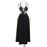 Women Holiday Slip Dress Sexy Cutout Slit Maxi Dress