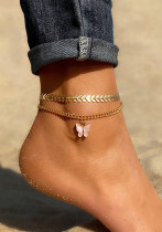 Women butterfly anklet, pink butterfly beach pendant foot ornament