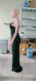 Sexy Sequin One-Shoulder Split Fishtail Evening Dress