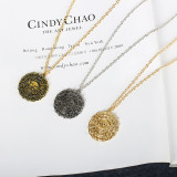 Women skull necklace, round coin pendant chain, Halloween clavicle necklace