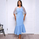 Women Sexy Bow Off-Shoulder Strapless Elegant Formal Party Fishtail Dress