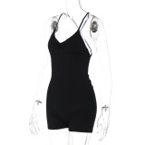 Women Summer Solid Backless Fitness Yoga Jumpsuit