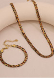 Women leopard print geometric snake clavicle necklace and bracelet