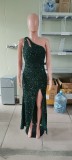 Sexy Sequin One-Shoulder Split Fishtail Evening Dress