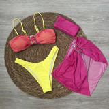 Women Mini Skirt Bandana Swimsuit Bikini Set
