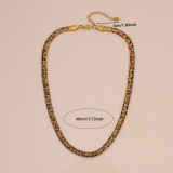 Women leopard print geometric snake clavicle necklace and bracelet