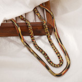 Women leopard print geometric snake clavicle necklace and bracelet