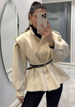 Women Fall Stand Collar Asymmetrical Jacket