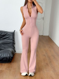 Women Athletic Zipper Vest and Wide-Leg Pants Two-Piece Set