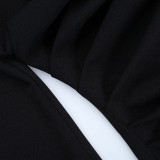 Women Square Neck Sexy Slit Ruffle Long Sleeve Maxi Dress