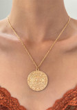 Women skull necklace, round coin pendant chain, Halloween clavicle necklace