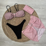 Women Mini Skirt Bandana Swimsuit Bikini Set