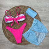 Women Mini Skirt Bandana Swimsuit Bikini Set