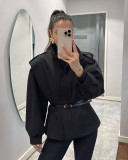 Women Fall Stand Collar Asymmetrical Jacket