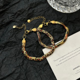 Women leopard print geometric snake clavicle necklace and bracelet