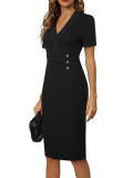 Women OL Wear Black Blazer Dress