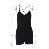 Women Summer Solid Backless Fitness Yoga Jumpsuit