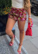 Slim Fit Holidays Style Print Sequin Short Skirt