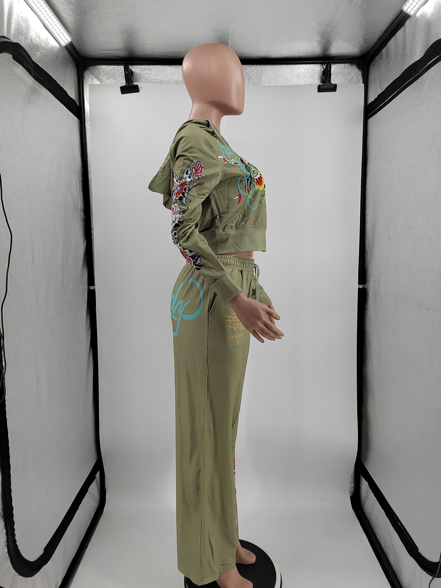 Women Print Hoodies Top and Pant Two-piece Set