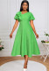 Fashion Water Wave Slash Shoulder Party Dress Asymmetric Ruffle Slim Waist A-Line Dress