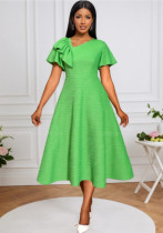 Fashion Water Wave Slash Shoulder Party Dress Asymmetric Ruffle Slim Waist A-Line Dress Fashion Water Wave Slash Shoulder Party Dress Asymmetric Ruffle Slim Waist A-Line Dress