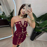 Women's Casual Sexy Strapless Top & Skirt Set